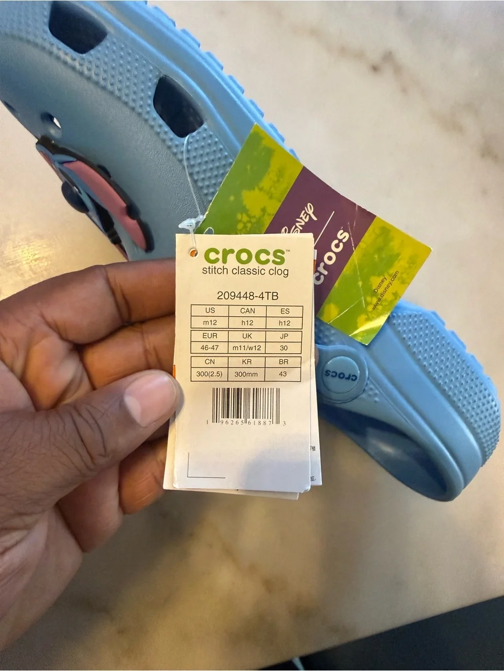 CROCS Kids Blue Stitch Clog Sandals with Pink Accent